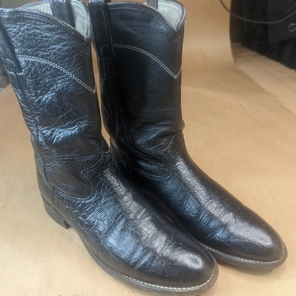 Larry Mahan boots women's sz 6 B Exotic Genuine Black Smooth Ostrich classic Wes - Picture 1 of 14